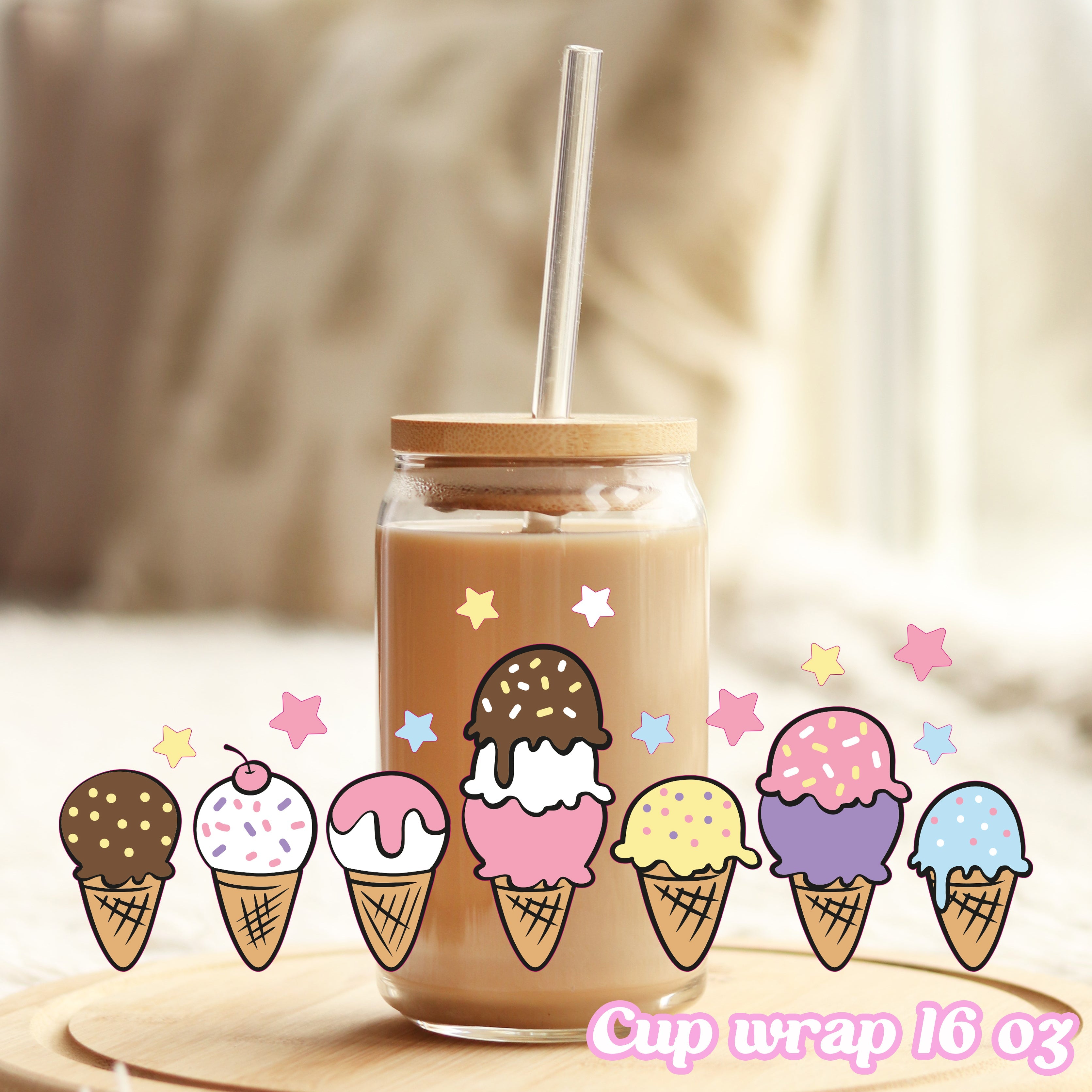 Ice cream- 16oz Libbey Glass Cup Wrap Only
