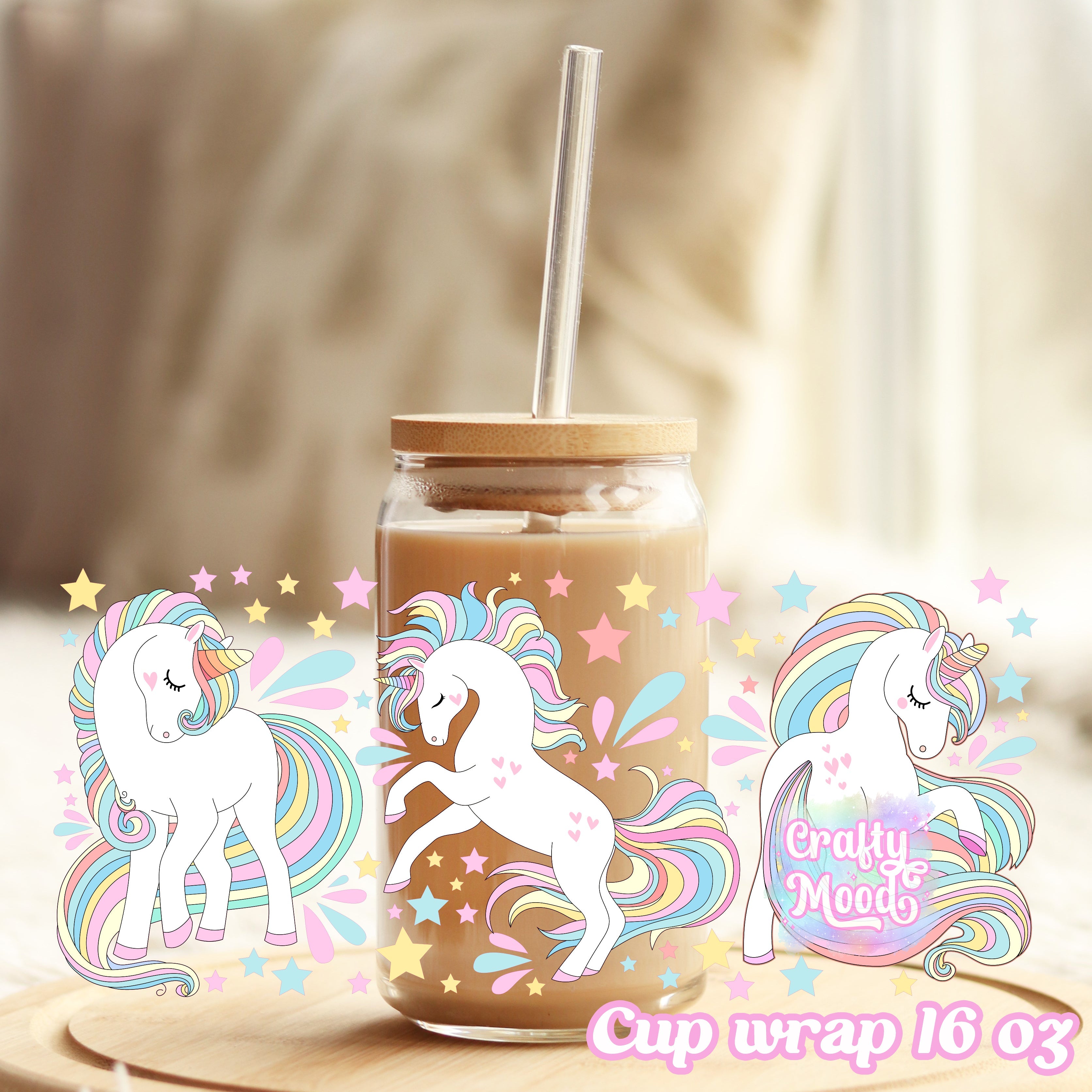 Unicorn - 16oz Libbey Glass Cup Wrap Only